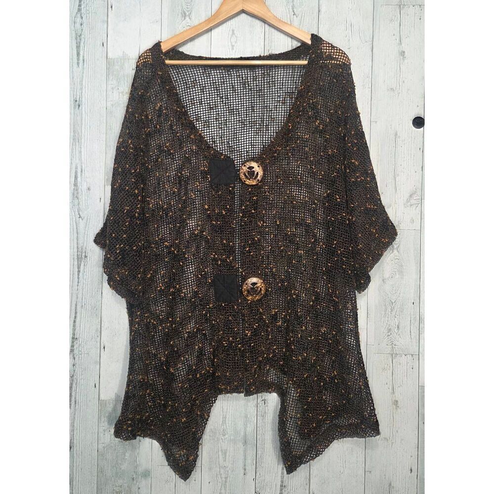 Unbranded Open Knit Oversized Button Sharkbite Lagenlook Cardigan Sz. XL EST